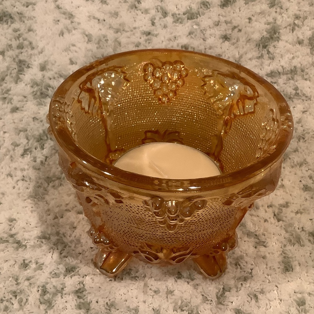 Amber Autumn Glass Candle NWT 4.5” x 3.5”